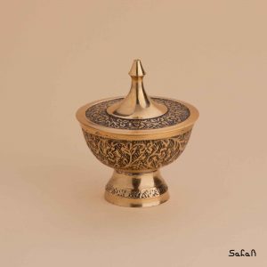 قندان پایه دار برنجی طلایی هندی