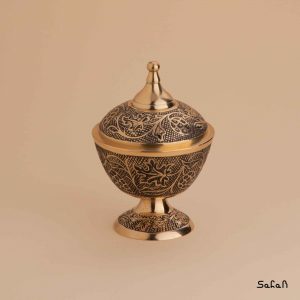 قندان پایه دار برنجی طلایی هندی