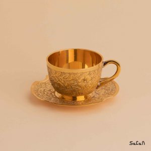 فنجان و نعلبکی برنجی طلایی هندی