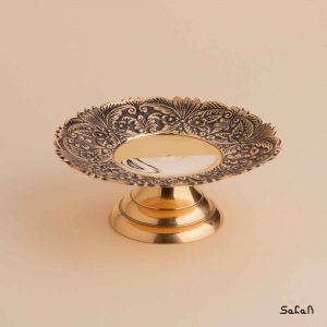 شیرینی خوری برنجی طلایی پایه دار هندی