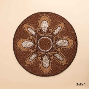 رومیزی منجوق دوزی قهوه ای هندی مدل 1