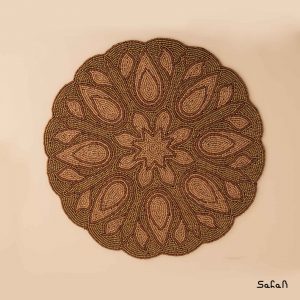 رومیزی منجوق دوزی هندی مدل شانزده پر قهوه ای