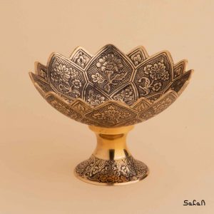 آجیل خوری پایه دار دورو برنجی طلایی هندی