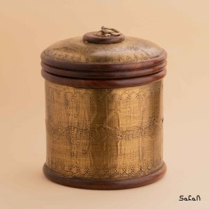 بانکه برنجی و چوبی طلایی قلمزنی هندی