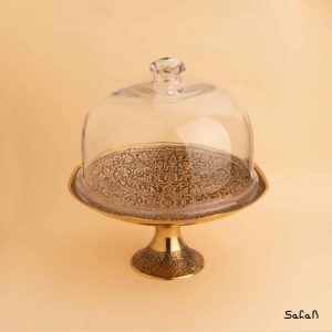 کیک خوری برنجی طلایی پایه دار هندی