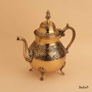 قوری پایه دار برنجی طلایی هندی