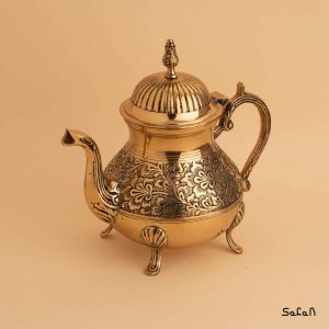 قوری پایه دار برنجی طلایی هندی