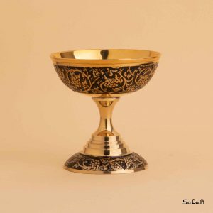 کاسه پایه دار برنجی میناکاری هندی