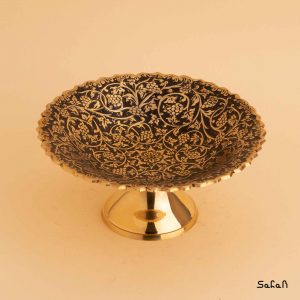 شیرینی خوری برنجی طلایی پایه دار هندی