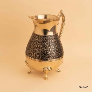 پارچ برنجی میناکاری سه پایه هندی طرح انگوری