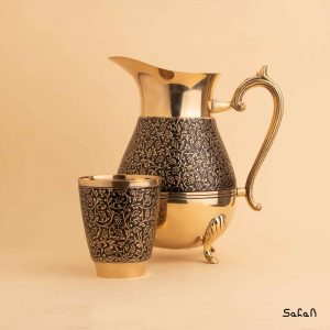 ست پارچ و لیوان برنجی میناکاری هندی طرح انگوری