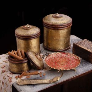 ست پذیرایی برنجی و چوبی هندی