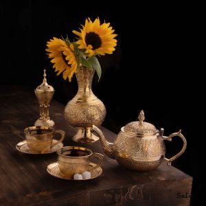 ست چای خوری برنجی طلایی هندی