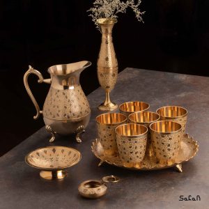 ست پذیرایی برنجی میناکاری هندی