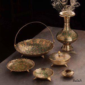 ست پذیرایی برنجی میناکاری هندی طرح تاج