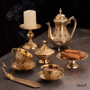 ست چای خوری برنجی میناکاری هندی طرح تاج