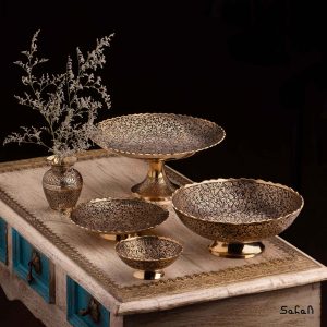 ست پذیرایی برنجی طلایی کد هندی مدل انگوری