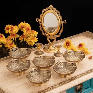 ست هفت سین برنجی طلایی هندی (بدون آیینه و شمعدان)