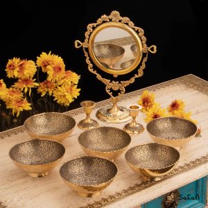 ست هفت سین برنجی طلایی هندی (بدون آیینه و شمعدان)