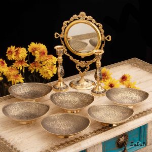 ست هفت سین برنجی طلایی هندی (بدون آیینه و شمعدان)