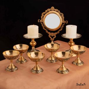 ست هفت سین برنجی میناکاری هندی (بدون آیینه)