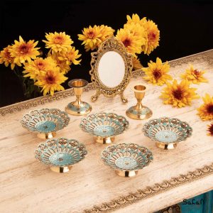 ست هفت سین برنجی میناکاری هندی (بدون آیینه)