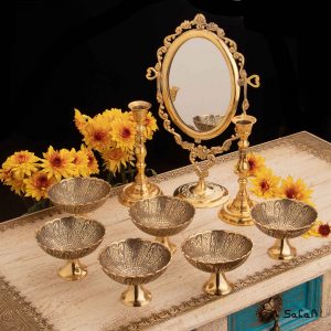 ست هفت سین برنجی طلایی هندی (بدون آیینه و شمعدان)