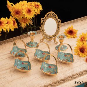 ست هفت سین برنجی میناکاری هندی (بدون آیینه)