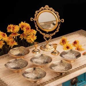 ست هفت سین برنجی میناکاری هندی (بدون آیینه)