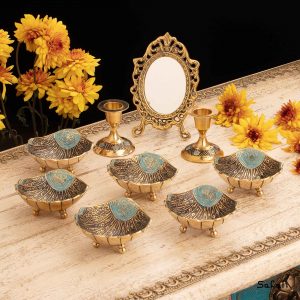 ست هفت سین برنجی میناکاری هندی (بدون آیینه)