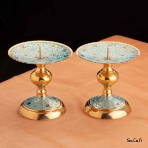 شمعدان برنجی میناکاری هندی