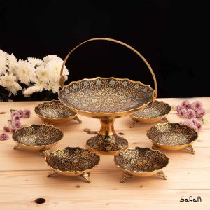 ست پذیرایی برنجی میناکاری مشکی هندی