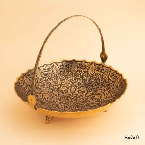 میوه خوری دسته دار برنجی میناکاری هندی طرح تاج