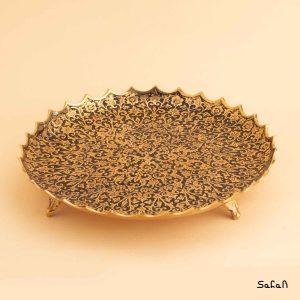 شیرینی خوری برنجی میناکاری سه پایه هندی طرح تاج