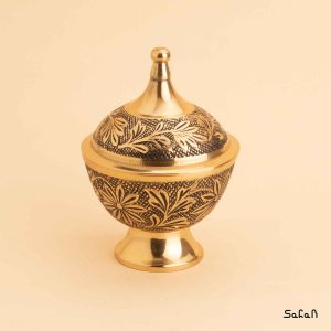 قندان پایه دار برنجی طلایی هندی