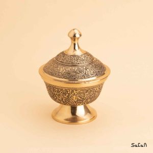 قندان پایه دار برنجی طلایی هندی