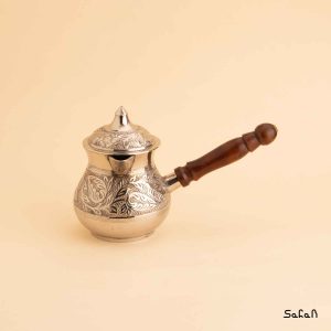 قهوه جوش برنجی نقره ای در دار هندی