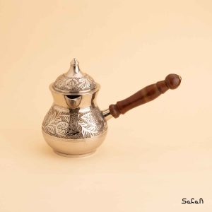 قهوه جوش برنجی نقره ای در دار هندی