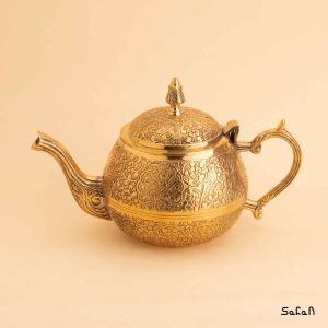 قوری برنجی طلایی طرح طاووس هندی