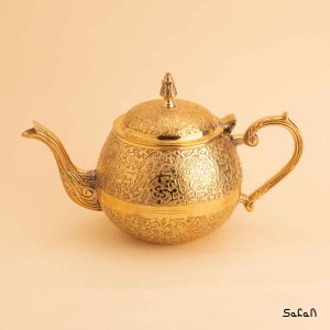 قوری برنجی طلایی طرح طاووس هندی