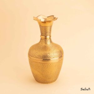 گلدان برنجی طلایی هندی طرح طاووس
