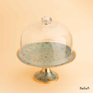 کیک خوری برنجی میناکاری پایه دار هندی طرح تاج