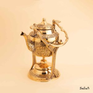 قوری وارمردار برنجی طلایی طرح طاووس هندی