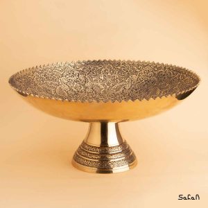 میوه خوری پایه دار برنجی طلایی هندی