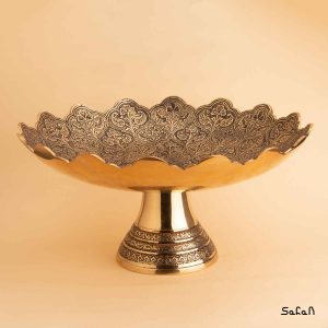 میوه خوری پایه دار برنجی طلایی هندی