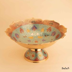 میوه خوری پایه دار برنجی میناکاری هندی