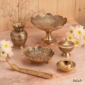 ست پذیرایی برنجی طلایی هندی