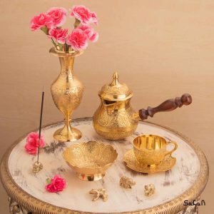 ست قهوه خوری برنجی طلایی هندی