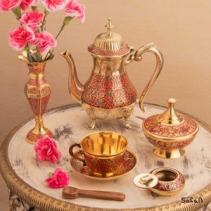 ست چای خوری برنجی میناکاری هندی