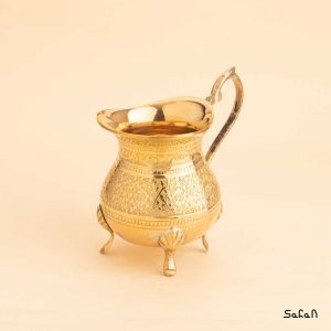 شیر خوری برنجی قلمزنی طلایی دسته دار چهار پایه هندی